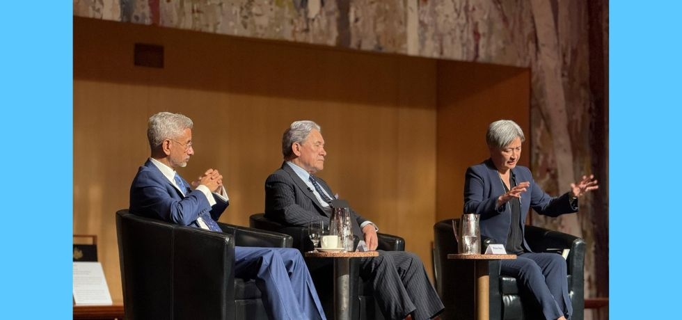 External Affairs Minister, Dr. S. Jaishankar participated in a conversation with H.E. Mr. Winston Peters, Deputy Prime Minister and Foreign Minister of New Zealand, and H.E. Ms. Penny Wong, Minister for Foreign Affairs of Australia at Raisina Down Under 2024 in Canberra